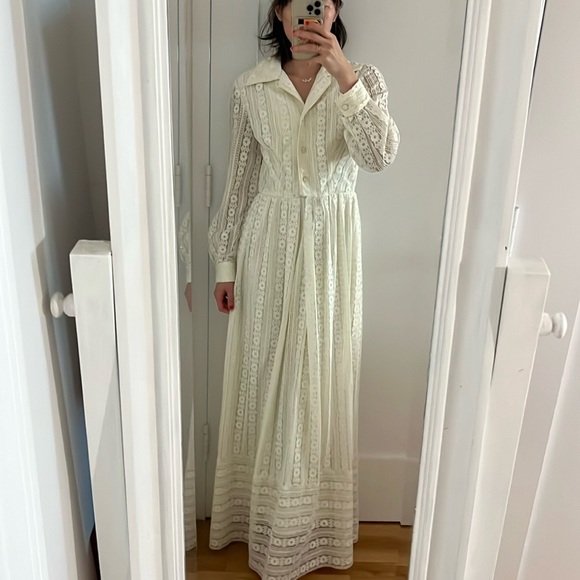 American Vintage Dresses & Skirts - Vintage off white lace button up maxi dress